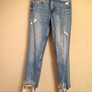 H & M Girlfriend raw edge denim